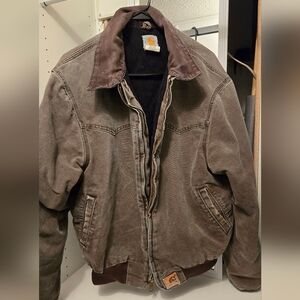 Vintage Carhartt Greyish/Green Work Jacket Large